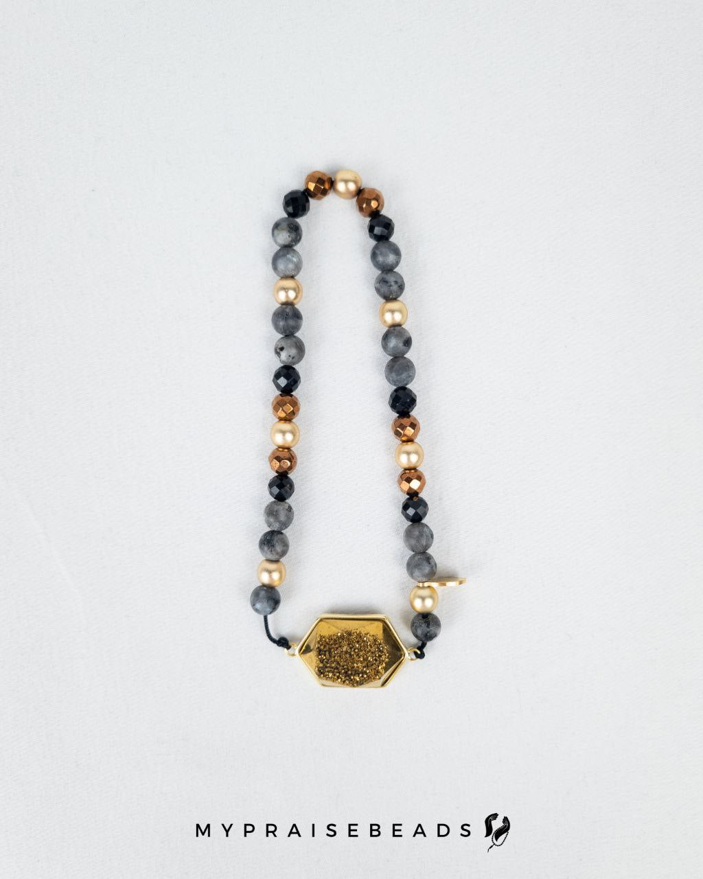 Labradorite & Gold Druzy Tasbih