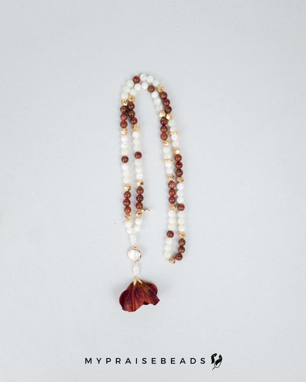 Cloisonné & Trochus Shell Flower Tasbih