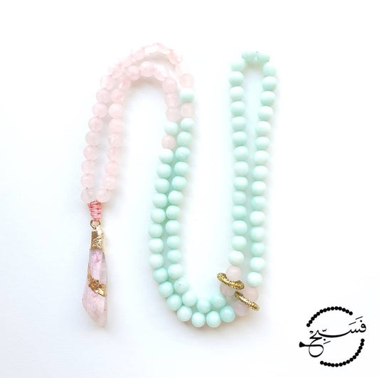 rose quartz & amazonite tasbih