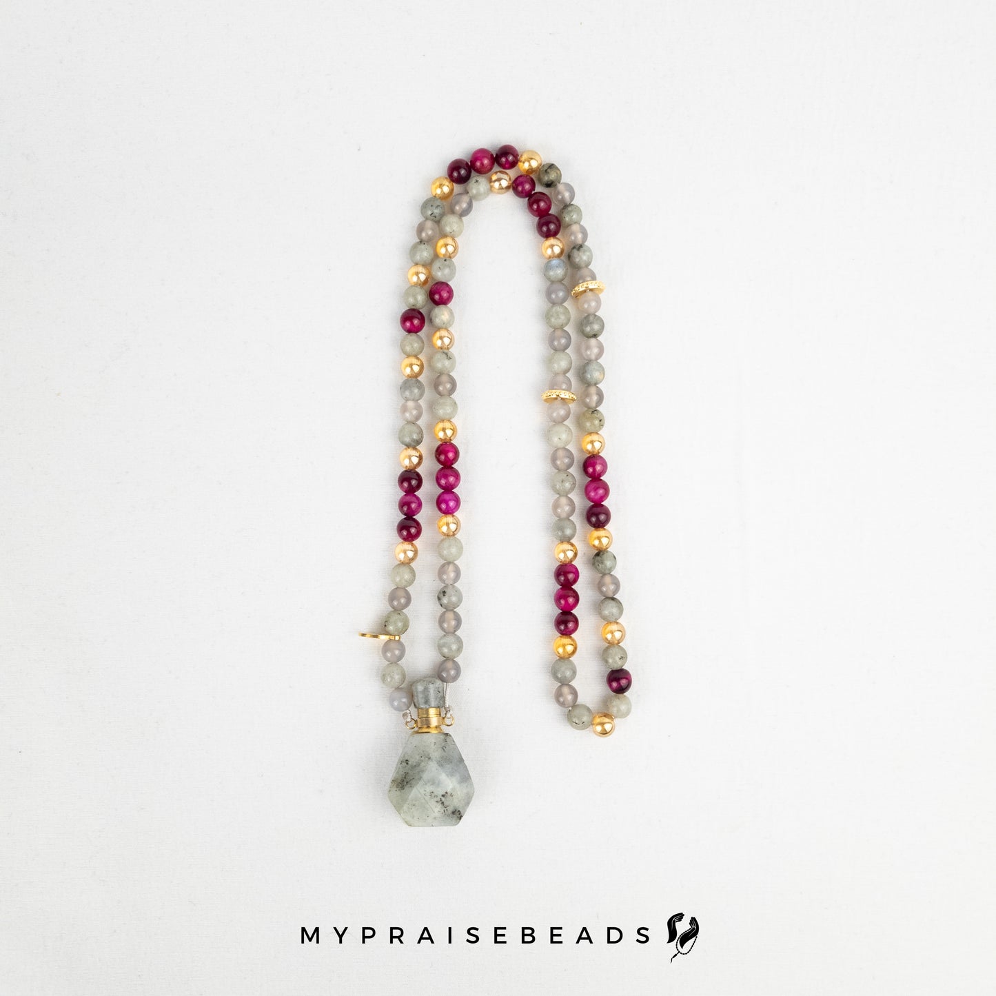 Labradorite & Fuchsia Tiger Eye Tasbih