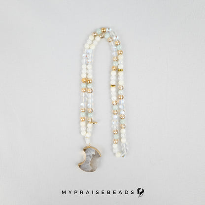 Austrian Moonstone & Trochus Shell Tasbih