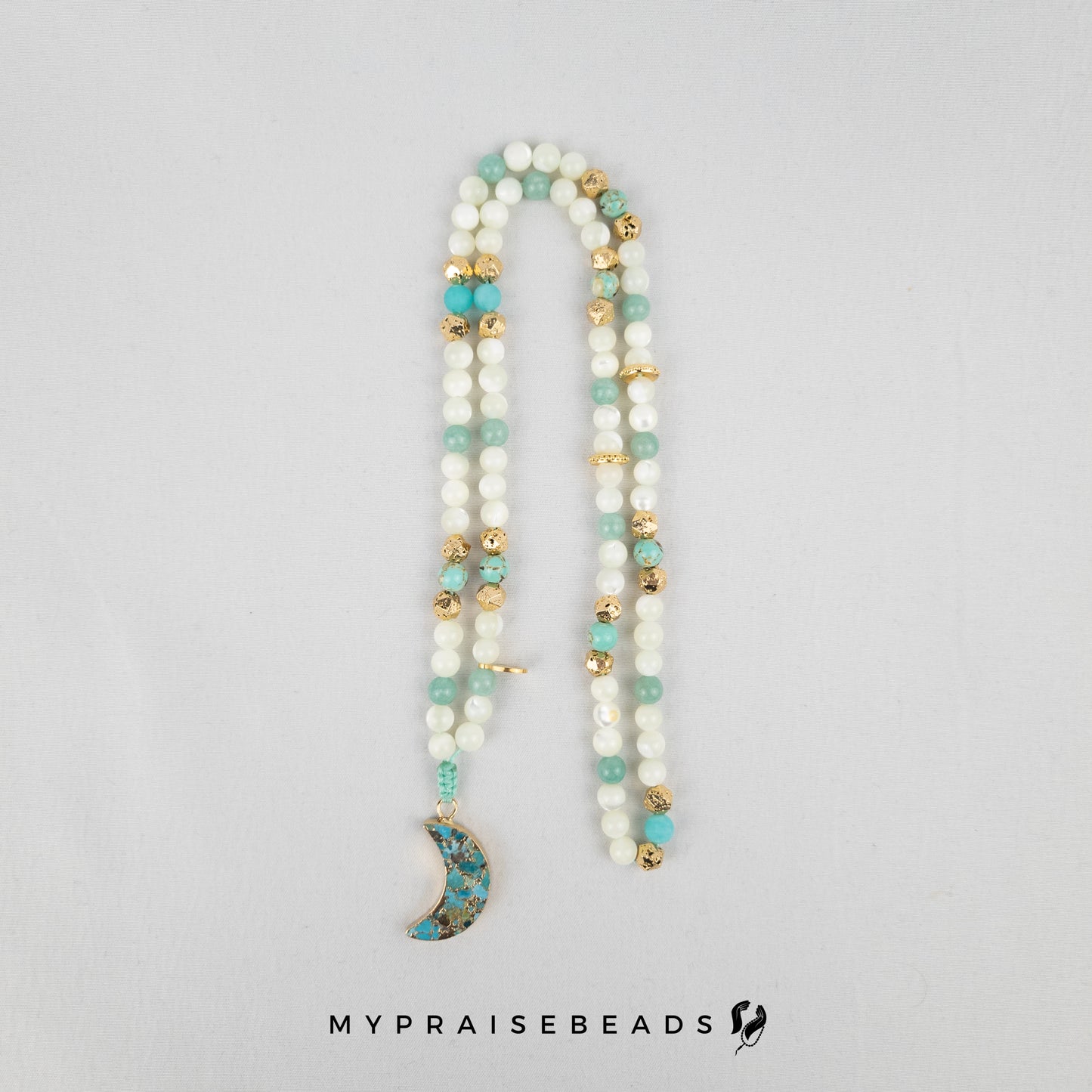 Sea Sediment & Trochus Shell Moon Tasbih