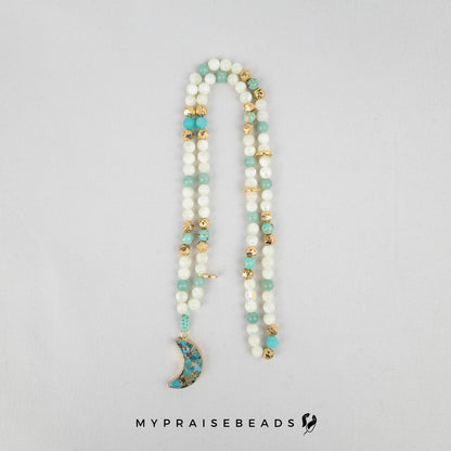 Sea Sediment & Trochus Shell Moon Tasbih