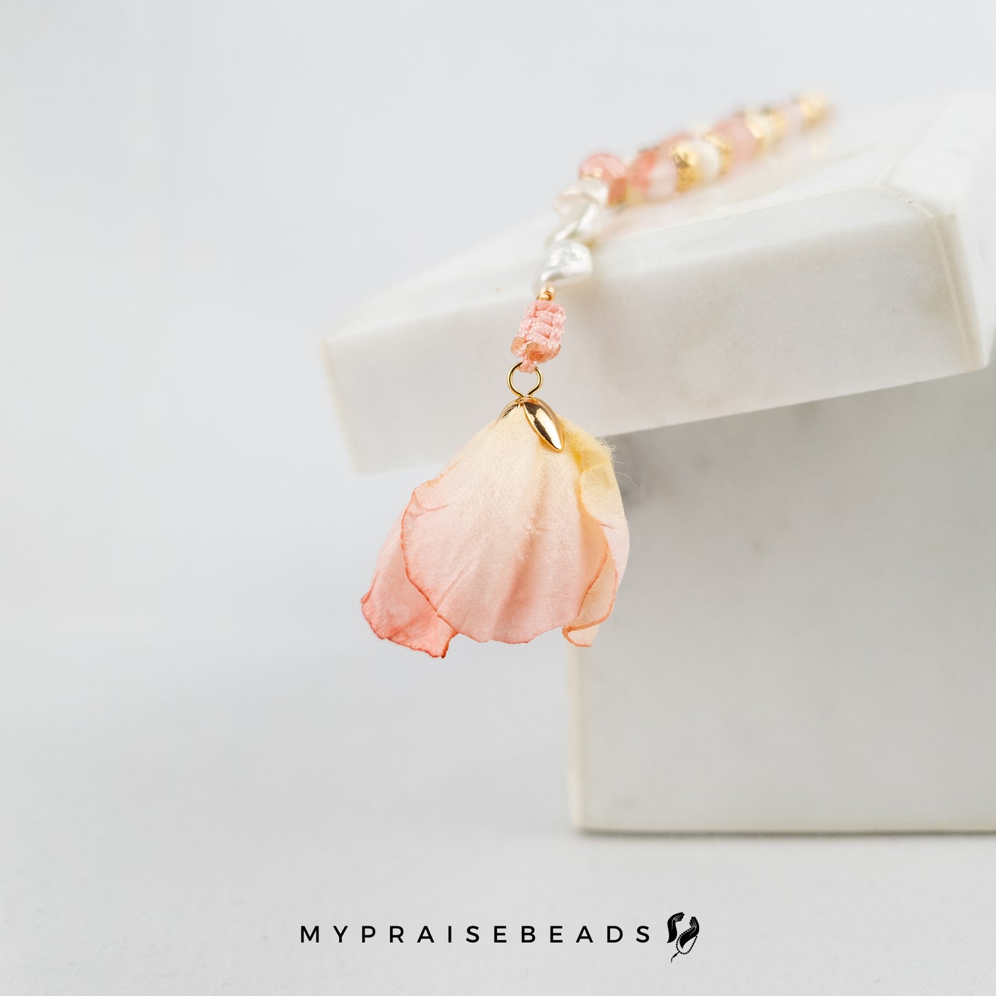 Pink Quartz Flower Tasbih