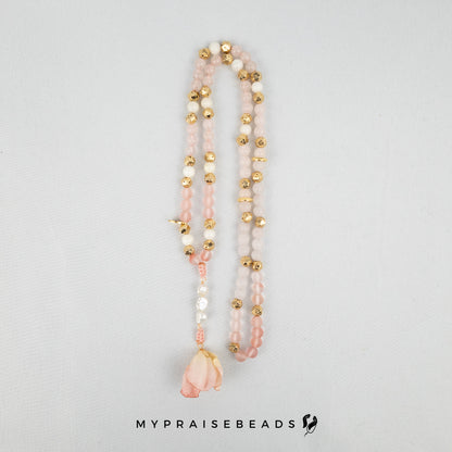 Pink Quartz Flower Tasbih