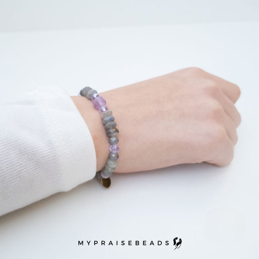 Grey and Purple Magnetic Necklace & Bracelet Set