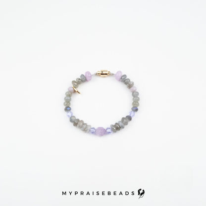 Grey and Purple Magnetic Necklace & Bracelet Set