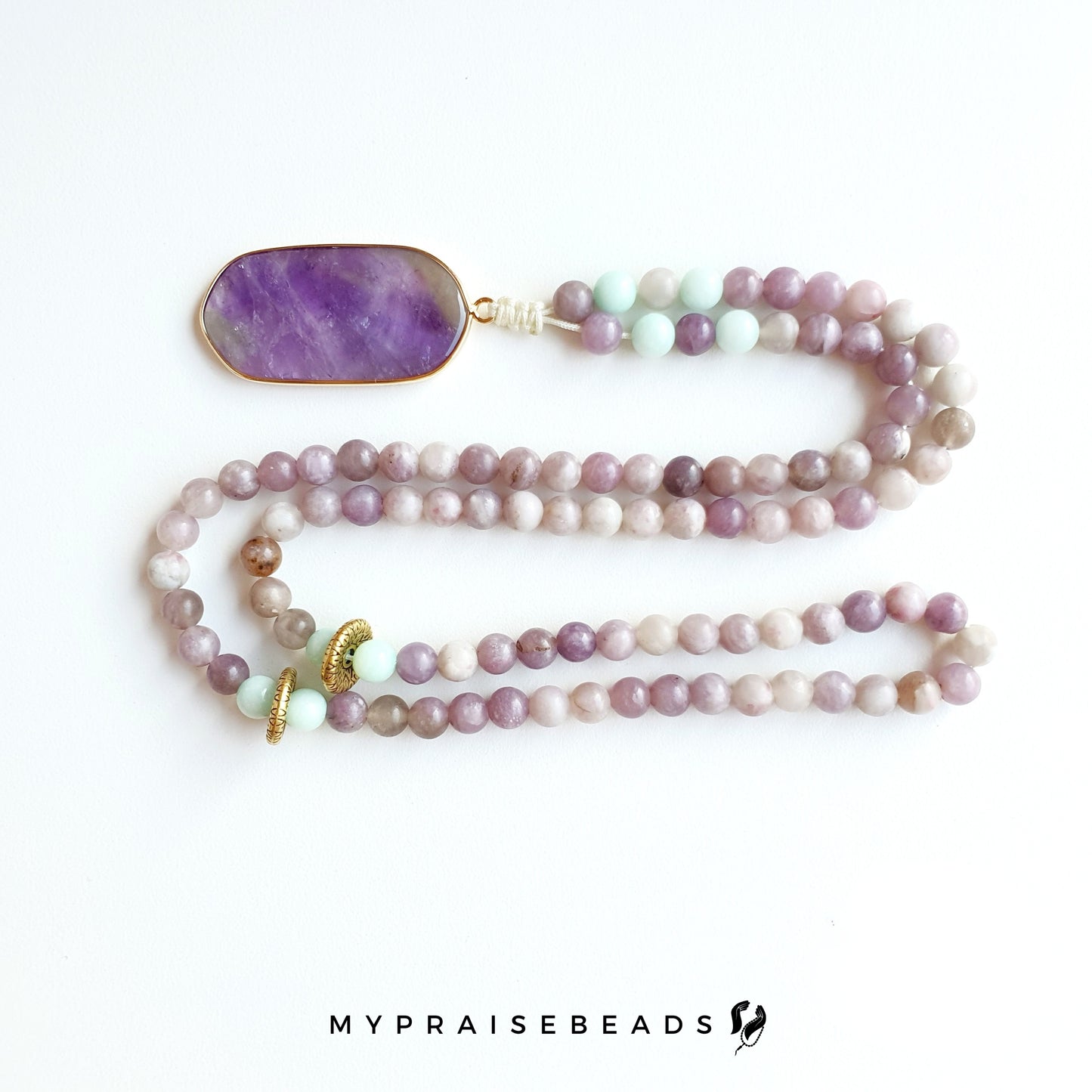 Amethyst, Lilac Jasper & Amazonite Tasbih