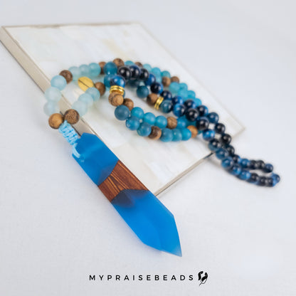 Blue Agate, Tiger Eye & Wood Tasbih