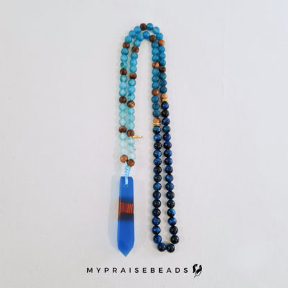 Blue Agate, Tiger Eye & Wood Tasbih