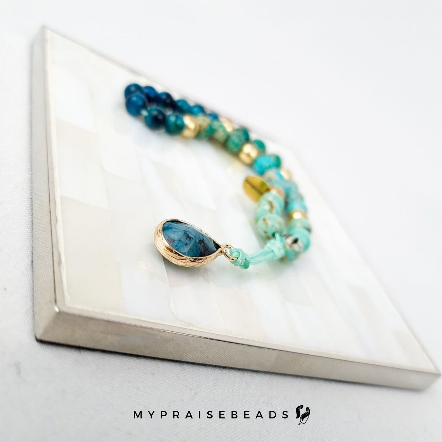 Turquoise Sea Sediment & Tiger Eye Bracelet