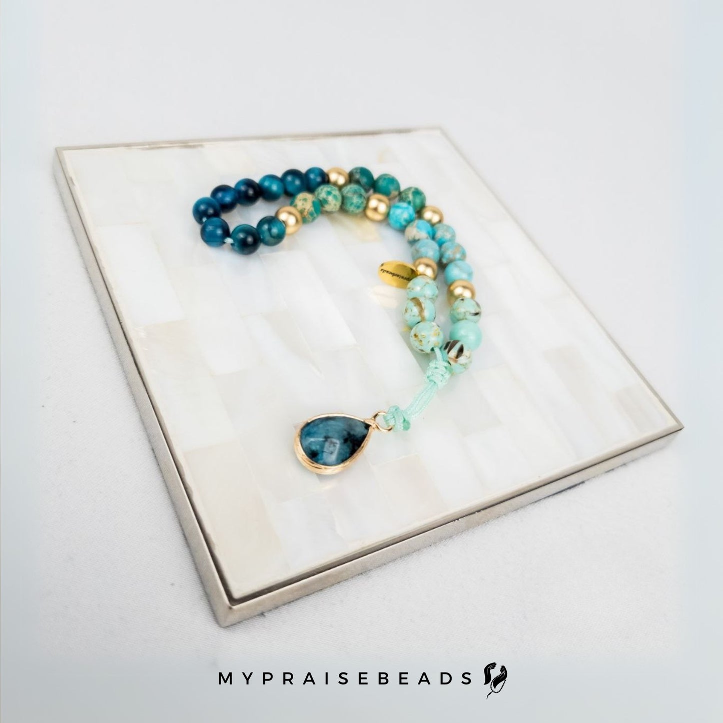 Turquoise Sea Sediment & Tiger Eye Bracelet