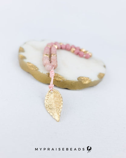 Rhodonite Bracelet with Leaf
