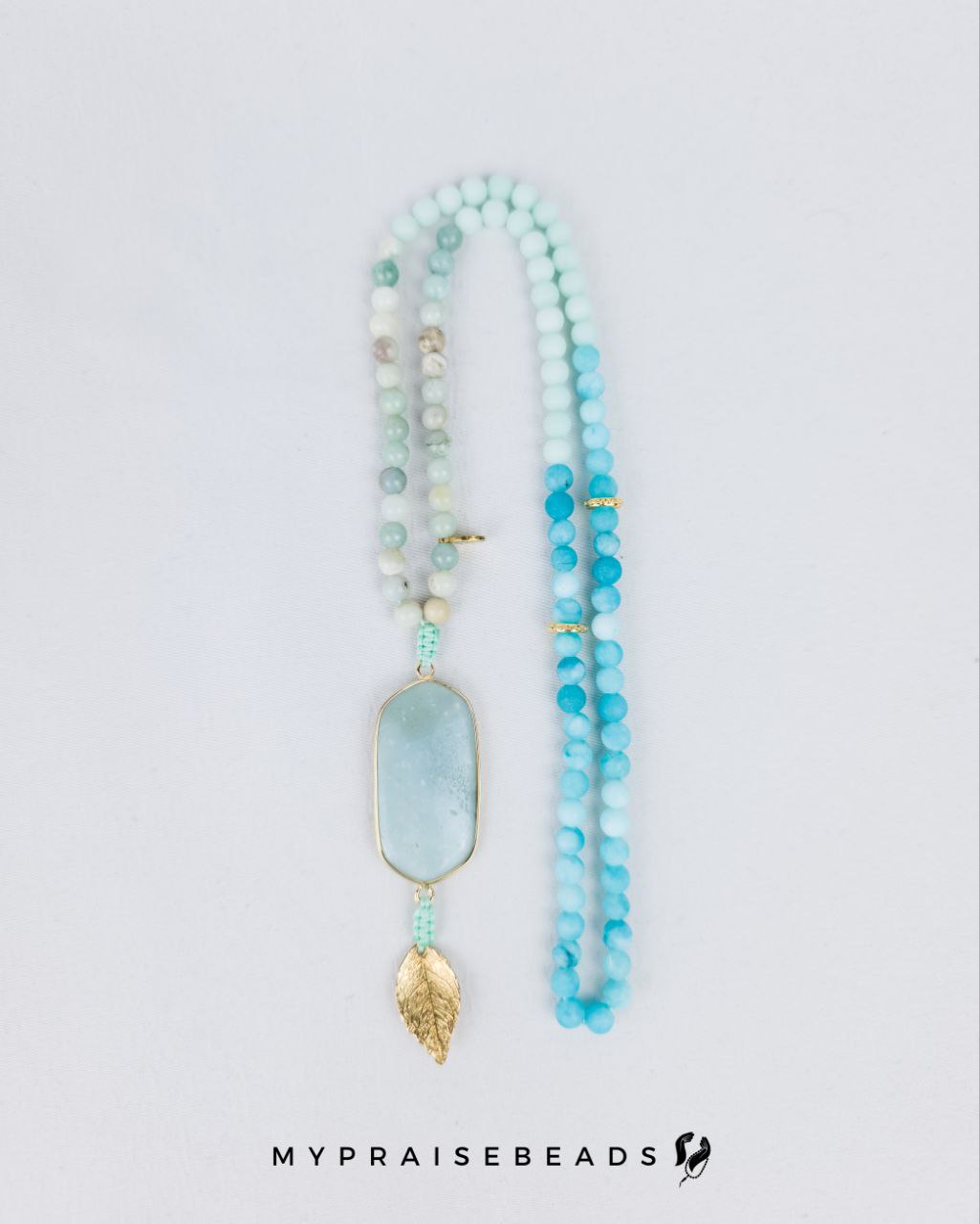 Shades of Amazonite & Gold Leaf Tasbih