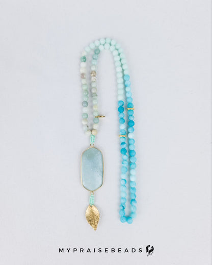 Shades of Amazonite & Gold Leaf Tasbih