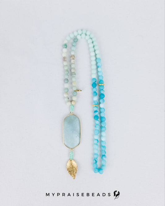 Shades of Amazonite & Gold Leaf Tasbih
