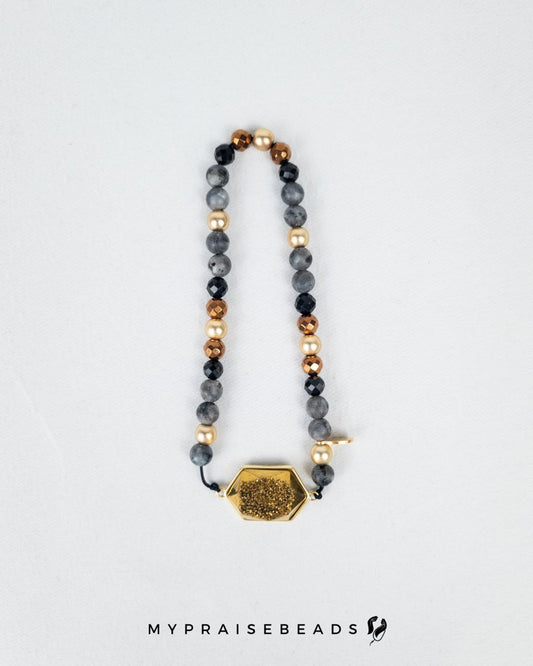Labradorite & Gold Druzy Tasbih