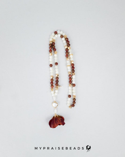 Cloisonné & Trochus Shell Flower Tasbih