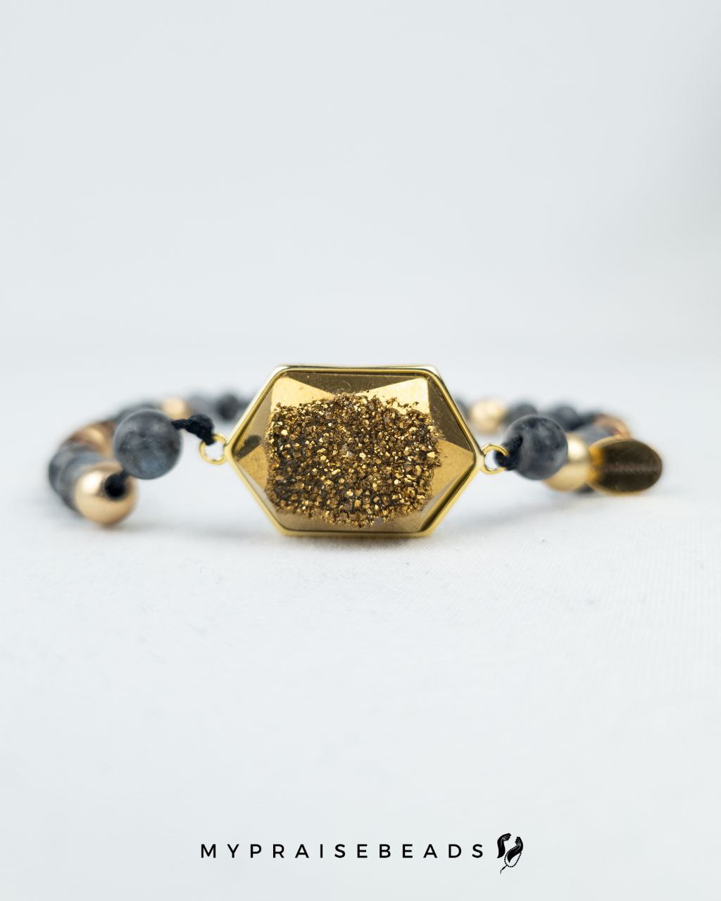 Labradorite & Gold Druzy Tasbih