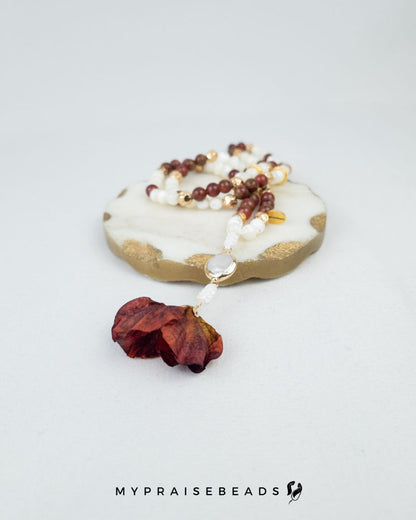 Cloisonné & Trochus Shell Flower Tasbih