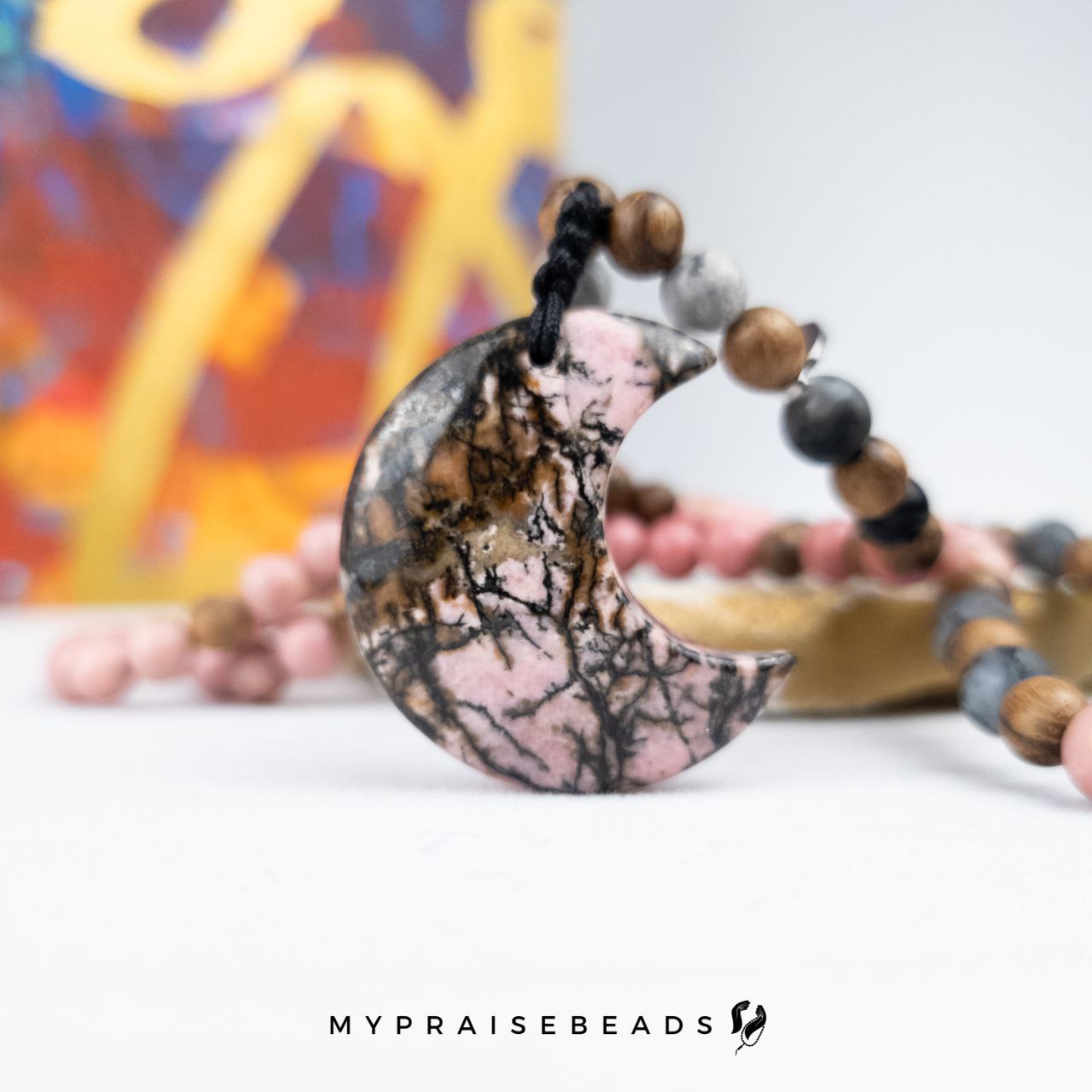 Pink Rhodonite Moon