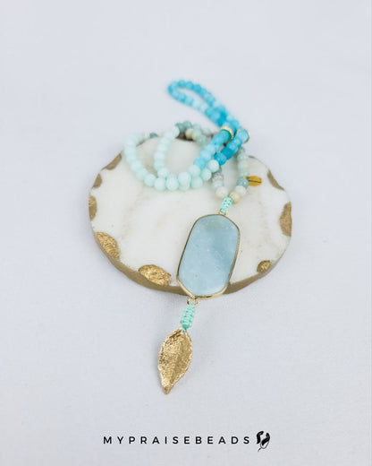Shades of Amazonite & Gold Leaf Tasbih